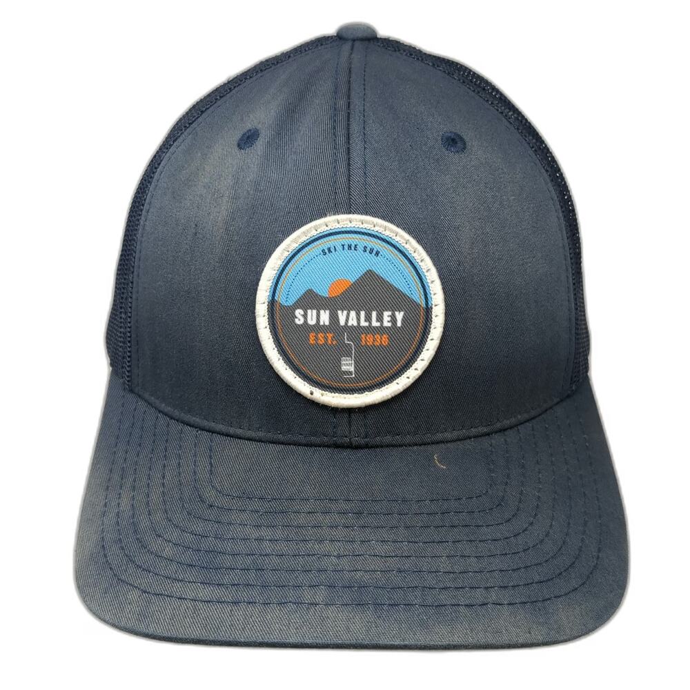 YOU KNOW Trucker Hat Blue One Size Sun Valley Ski Resort Mountain Patch Snapback